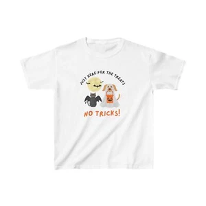 Halloween Kids Tee Shirt, Trick or Treat Kid T-shirt, Dog Cat Moon Bats - Picture 1 of 7