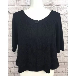 Samt Marke schwarz Shrug mit Spitze Overlay Halbarm Bolero Jacke Gr. Medium - Bild 1 von 11