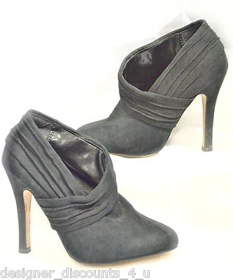 Liliana Negro Gamuza Asimétricos Botines Tacones Sexy Zapatos Tacón 6 M  Foto 1 de 4