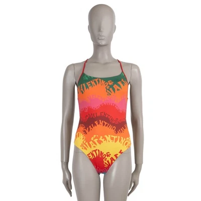 72170 Auténtico Traje de Baño VALENTINO Rainbow Lycra 2022 WAVE LOGO XS Foto 1 de 4