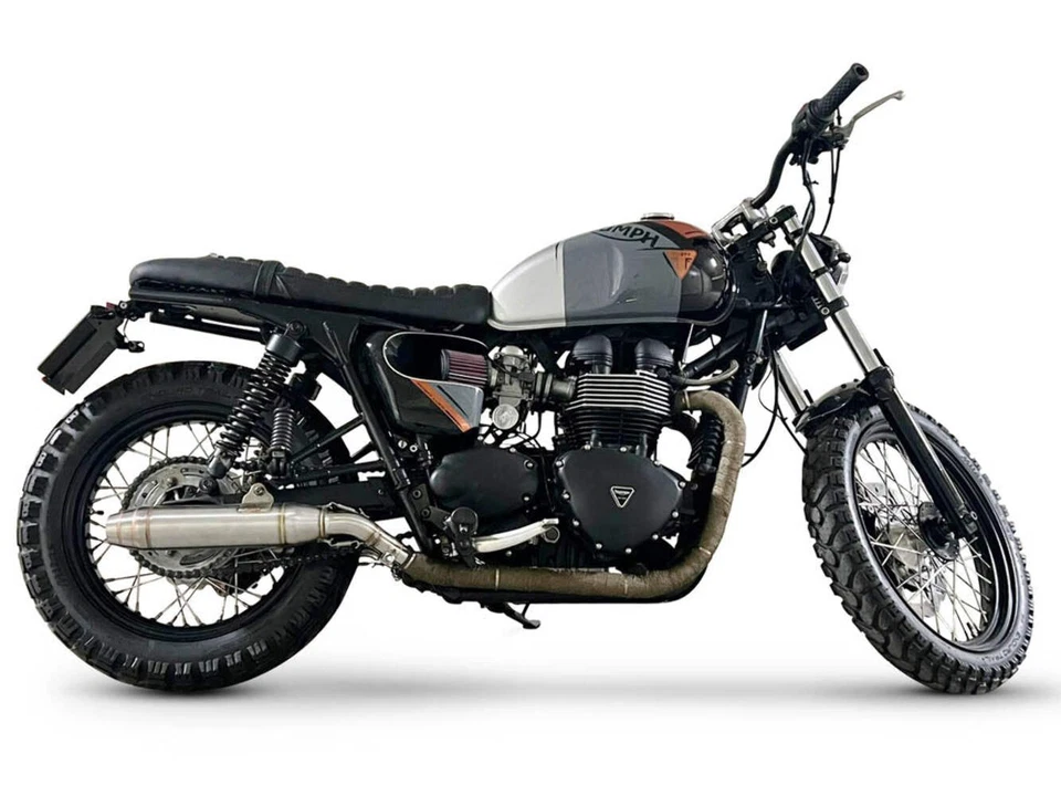 Escape Triumph Bonneville T100 2001-14 GPR doble deslizamiento Deeptone Inox Foto 1 de 3