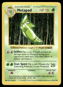 Pokemon Tcg Metapod [Shadowless] #54 Pokemon Base Set NM - Picture 1 of 2