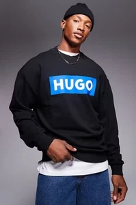 Hugo Blue Niero Central Logo Sweatshirt In Black 2Xl Brand New With Tags. 27ptp - Picture 1 of 6