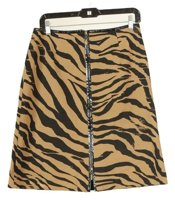 Worth Skirt Women’s 6 Brown Black Striped Zebra Animal Print A Line Stretch - Image 1 of 4
