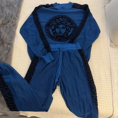 Mens Versace Medusa Greca Blue Sweater and Pants Set Size 46 - Image 1 of 4