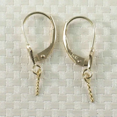 Pair of 14K Solid Yellow Gold Lever Back Findings with Eye Pin (0.7mm) - Image 1 of 3