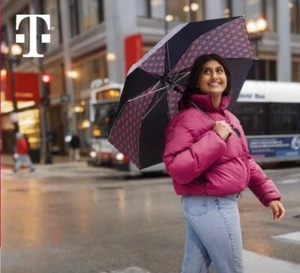 4x T-Mobile schwarz automatischer Regenschirm (Öffnet mit Knopfdruck) (LIMITIERTE EDITION) - Bild 1 von 2
