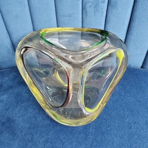 Vintage Murano Art Glass Dish Bowl Tri Coloured - Picture 1 of 4