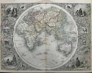 1851 Antique Map; Eastern Hemisphere - John Tallis / Rapkin - Picture 1 of 5