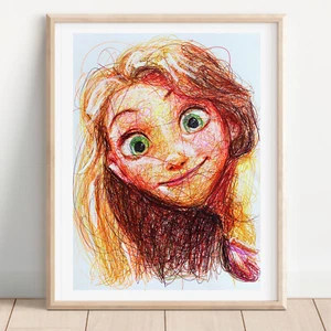 Rapunzel Ballpoint Pen Print, Disney Art Poster - Picture 1 of 3