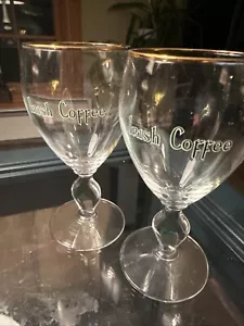 "Par de copas de vidrio de café irlandés Durobor Barware vástago de trébol verde 5 3/4""" - Imagen 1 de 6