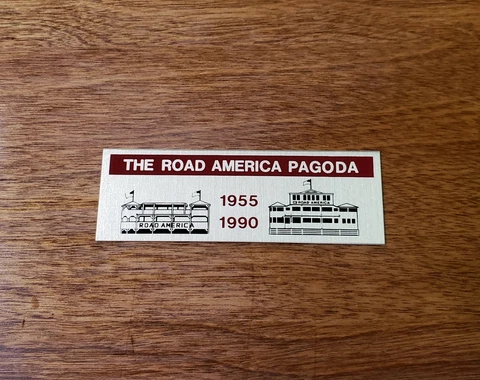 Road America Dash Plaque Pagoda RIP 1955-1990 Elkhart Lake Wis Cover