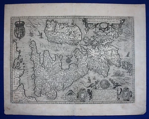 BRITISH ISLES MAP, BRITAIN, rare original antique, Jansson / Van den Keere, 1621 - Picture 1 of 12