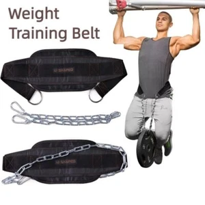 Dip Belt for Weightlifting Weight Belt with Chain for Pullup Gym Lifting Belt - Picture 1 of 16