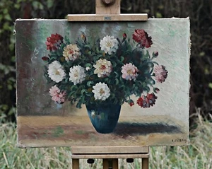 Edmund Volz (1902-1972) - Bodegón con flores, pintura al óleo sobre lienzo - Imagen 1 de 9