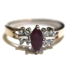 Anillo de plata de ley 925 natural marquesa rubí circonita cúbica piedras preciosas 2,7 g 7 - Imagen 1 de 7