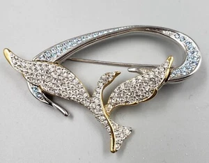**SWAROVSKI 1999 SWAN MARK PEACE FREEDOM DOVE CRYSTAL 18KGP 925 BROSCHE ANSTECKNADEL** - Bild 1 von 5