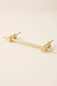 Anthropologie Quinn Cabinet Pull ~ Brushed Brass NEW Large 8.5"W 6" between bolt - Picture 1 of 4