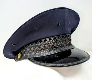 Vtg FIRE Department DRESS Uniform HAT Navy Blue Wool Sz 7 - Picture 1 of 12