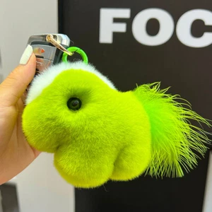 Joli vrai lapin fourrure cheval poney porte-clés enfants jouet sac de charme sac pendentif voiture cadeau - Photo 1/4
