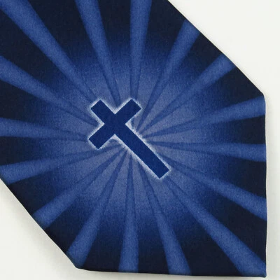 Мужской галстук Eagles Wings религиозный крест Blue Rays 58x4 христианский - Изображение 1 из 4