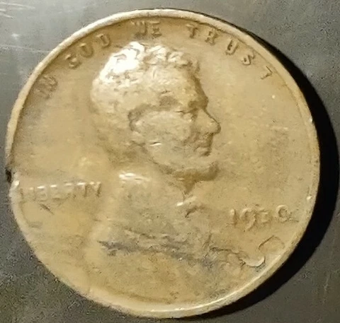 1930 LINCOLN PENNY 3 EYES. LARGE DIE CRACK.  LAMINATED PLANCHET.  HEART.  ERROR Cover
