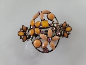 Floral Crystal Rhinestone Hair Barrette - Prom Bridal Formal Hair Clip Headpiece - Picture 1 of 3
