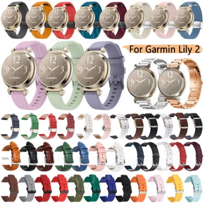 Für Garmin Lily 2 14mm Armband Silikon Edelstahl Leder Uhrenarmband Ersatzband - Bild 1 von 4