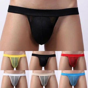 Mens Sexy Briefs See Through Underwear Sheer Mesh Thong T-back Panties Knickers - Picture 1 of 22