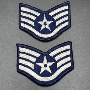 2 USAF U.S. AIR FORCE Staff Sgt SLEEVE RANKS Small 3” BLUE NEW - Picture 1 of 5