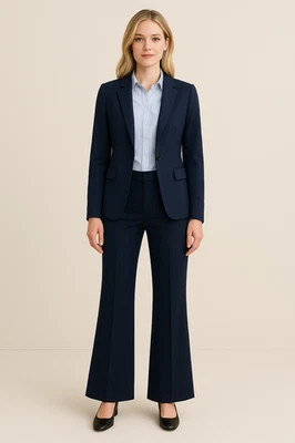 NWT Banana Republic 14 Navy Blue High Rise Modern Flare Italian Wool Pant 826931 - Image 1 of 4