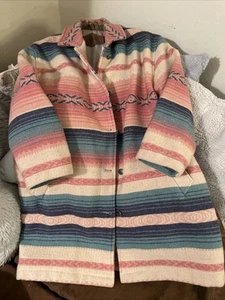 Vintage Woolrich Wool Coat Sz L Mid Length Aztec Southwest - Picture 1 of 11