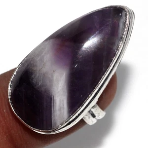 925 Silver Plated Banded Amethyst Ethnic Ring Handmade Jewelry Size Us 5.5 GW - Picture 1 of 3