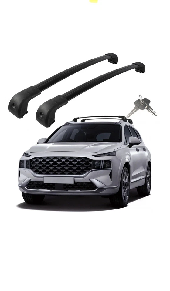 Barras transversales de techo para Hyundai Santa Fe 2019-2023, barra de bloqueo antirrobo de 300 libras Foto 1 de 1