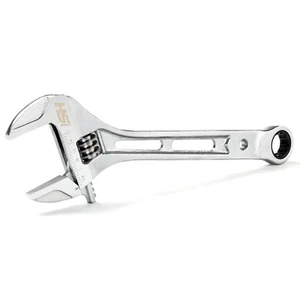 10” Wide-Mouth Adjustable Wrench w/Integrated 72-Tooth 12-Point 17mm Ratcheti... - Picture 1 of 7