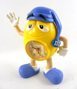 Reloj despertador MARS M&M amarillo cacahuete sombrero azul 2011 probado funcionando 18 cm - Imagen 1 de 11