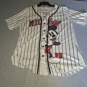 Disney Mickey Mouse Nadelstreifen Baseball Trikot weiß Nummer 28 XL (16/18) - Bild 1 von 6
