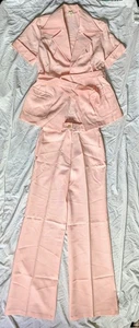 Original 70er Jahre rosa Zweiteiler Hosenanzug Damen Top Zustand  - Bild 1 von 23