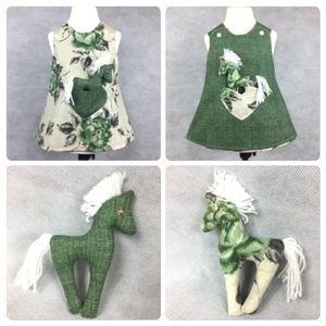 Handmade Wende Mädchen Kleid Grün Rosen Gr: 6-12 Monate - Bild 1 von 6