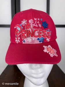 Disney Hat Cap Strap Back Youth Pink Embroidered Princess Floral Snowflakes E - Picture 1 of 11