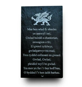Engraved Welsh National Anthem Slate Wall Plaque Sign Wales Novelty Gift - Picture 1 of 1