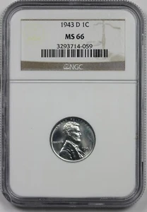 1943-D 1C NGC MS 66 (Steel) Lincoln Wheat Penny - Picture 1 of 4