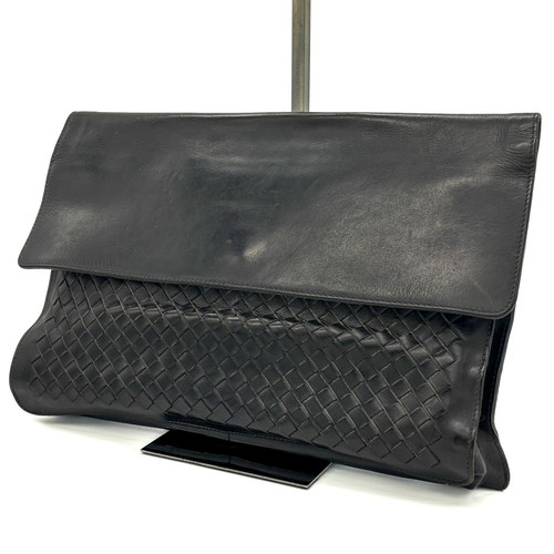 *Leggi* BOTTEGA VENETA Borsa Pochette Intrecciata Borsetta Pelle Nera Autentica
