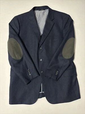 John W. Nordstrom Blue Black Striped Loro Piana Wool Silk Sport Coat Men’s 44R - Image 1 of 4