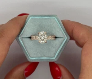 1.50 Ct Oval-Cut VS1/H Lab Grown Diamond Bridal Wedding Set Ring 14K Yellow Gold - Picture 1 of 8
