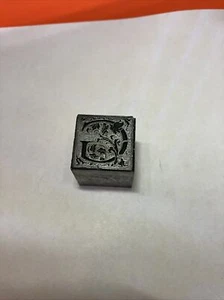 Vintage Letterpress Printer Block Fancy Flowers "G” Initial Monogram - Picture 1 of 6