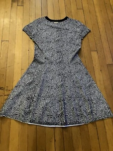 Vestido Michael Kors Mujer M Manga Corta Negro Blanco Paisley Remolino Mezcla Algodón - Imagen 1 de 4