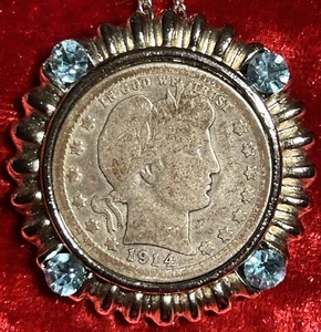 Collana/ciondolo quarto da barbiere 1914. Catena 23 pollici. Faccio spedizione combinata. - Foto 1 di 3