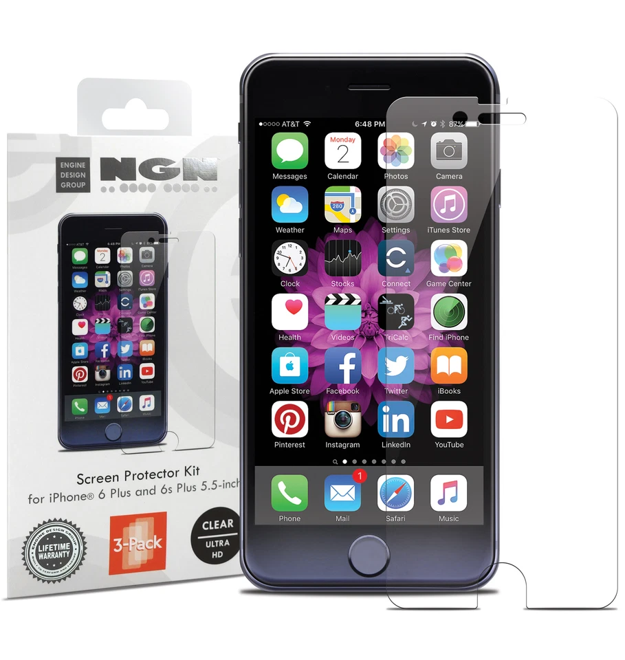 Kit protector de pantalla iPhone para iPhone 6s/6 Plus (transparente - película PET) paquete de 3  Foto 1 de 4