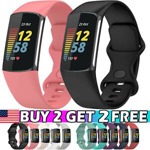 For Fitbit Charge 5 Band Replacement Silicone Strap Smart Watch Wristband Buckle